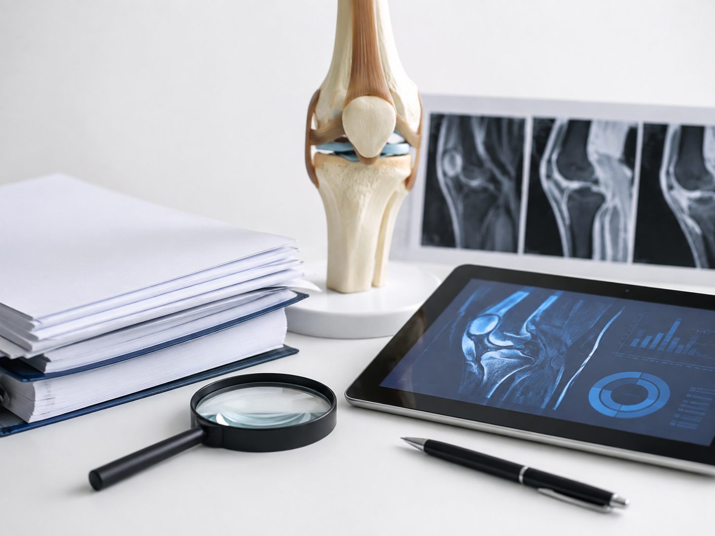 Clinical evidence references reviewed for knee joint disorders and stem cell therapy