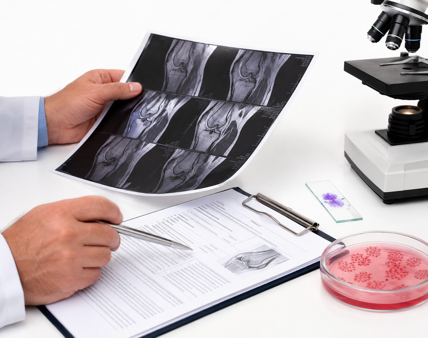 Medical imaging used with symptom and function measures when reviewing regenerative medicine outcomes
