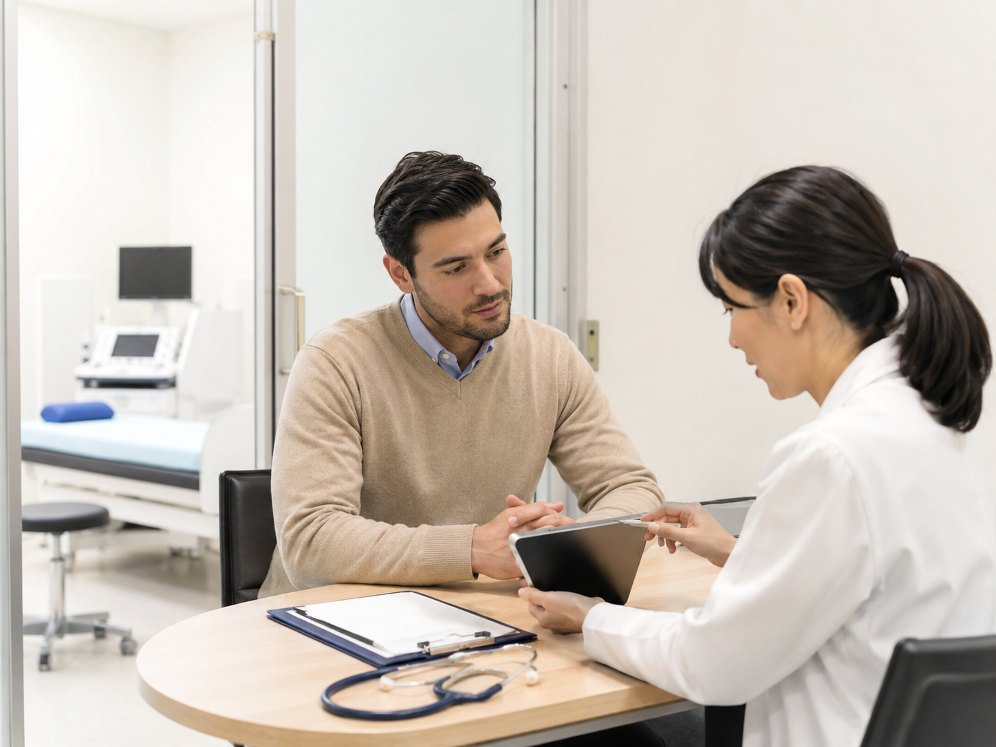 Reviewing health screening package contents before booking in Japan