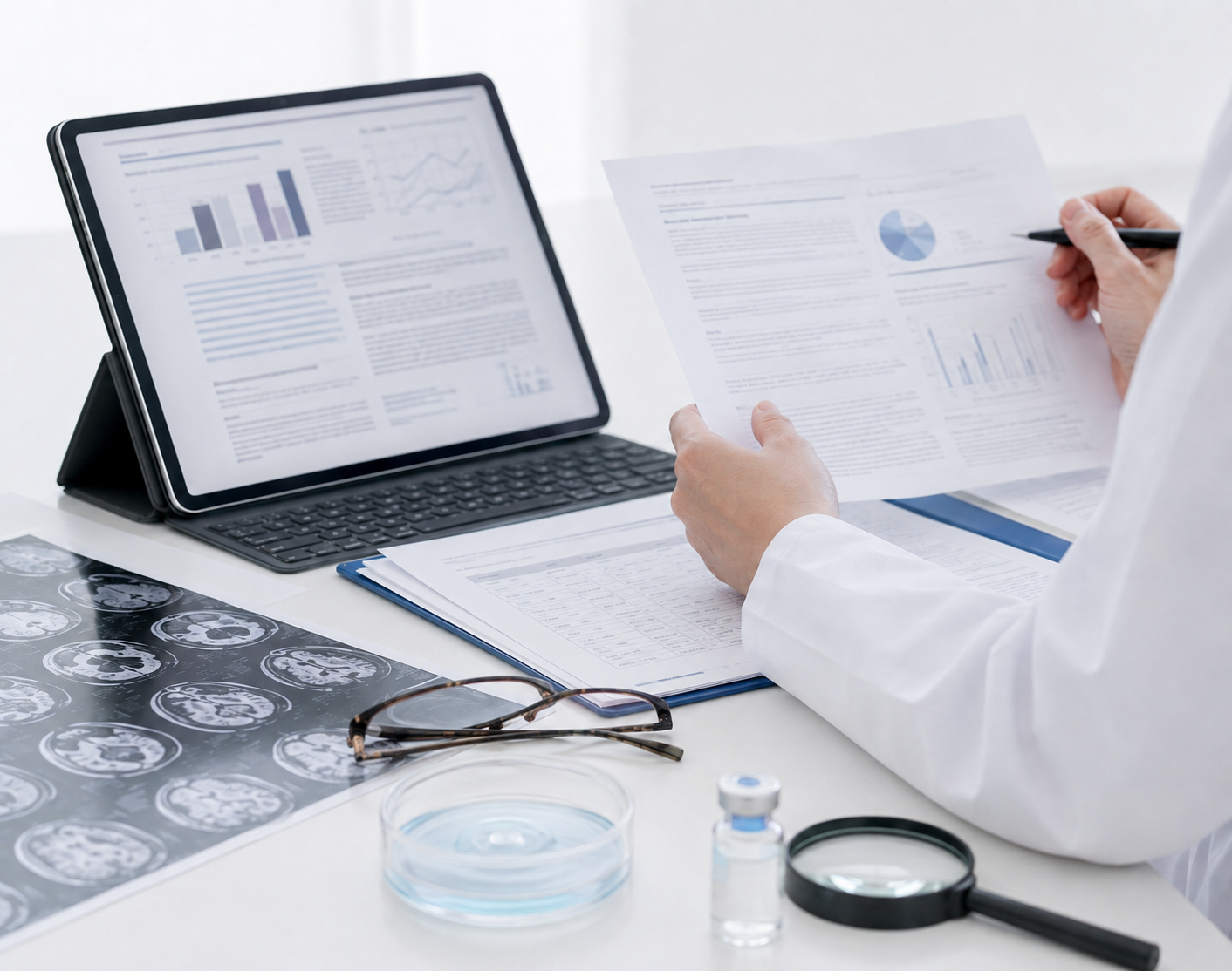 Evidence review using regulatory reports and published clinical data