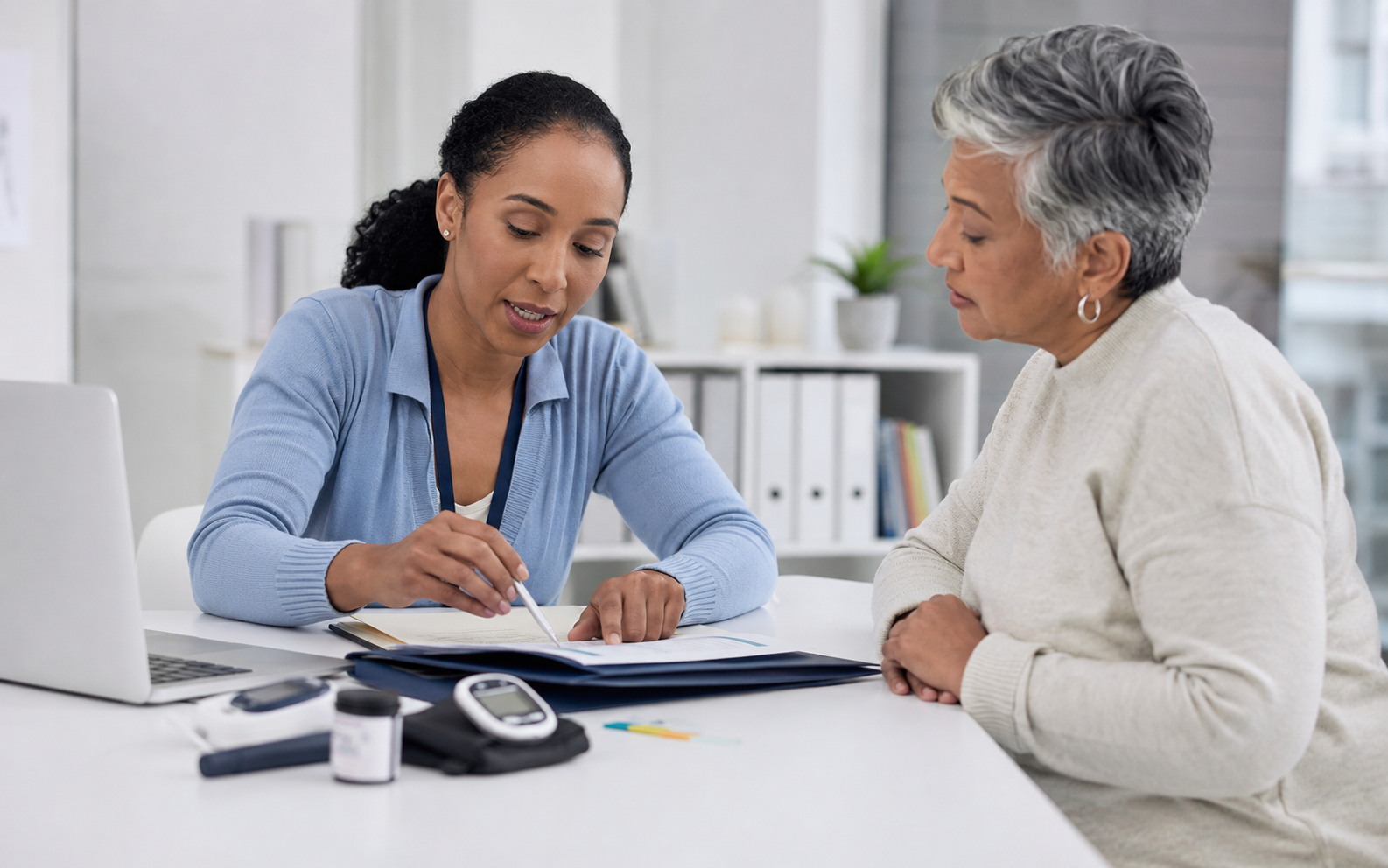 Patient records organized for evidence review and medical communication support