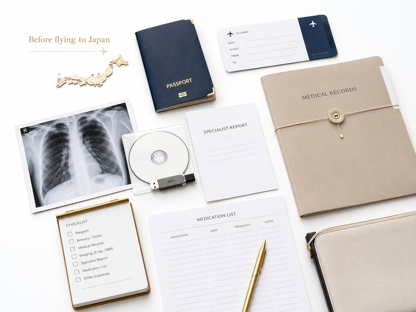 Medical records and imaging checklist before traveling to Japan for treatment