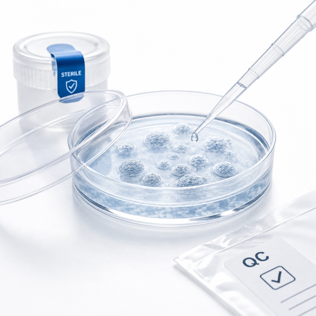 Sterility and quality control testing for processed stem cells in a laboratory